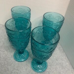 Pioneer Woman Amelia 4-piece 14.7 oz Goblet Set Teal